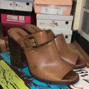 FOREVER 21 LEATHER COGNAC MULES 7.5